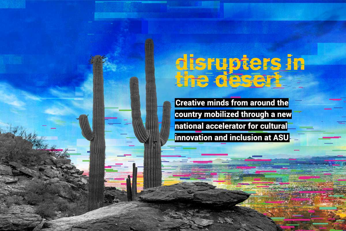 Disrupters in the Desert - Text - with desert landscape
