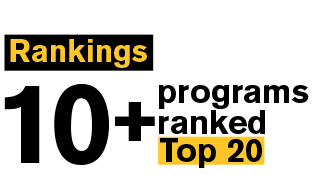 Rankings: 10+ programs ranked Top 20