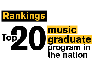 Text: Rankings Top 20 music graduation program in the nation