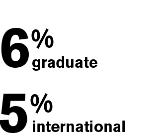 Text: 6% graduate 5% internation