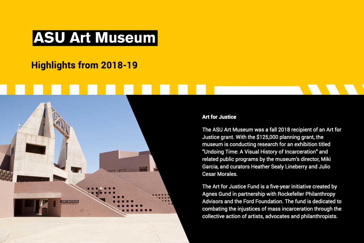 ASU Art Museum highlights - type - with photo of museum