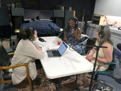 Behind the scenes podcast recording with Maria Jackson