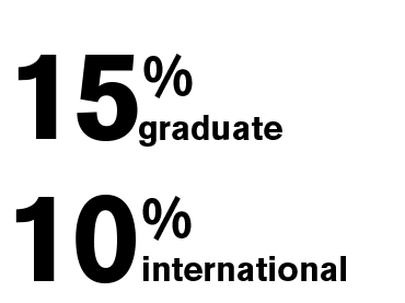 15% Graduate, 10% Internation