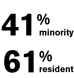 41% minority 61% resident